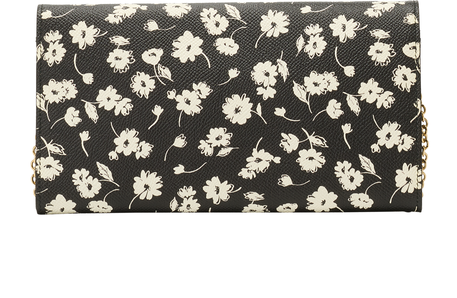 Floral Wallet On Chain, &pound;380, Handbags, Black/White, Leather, Back view